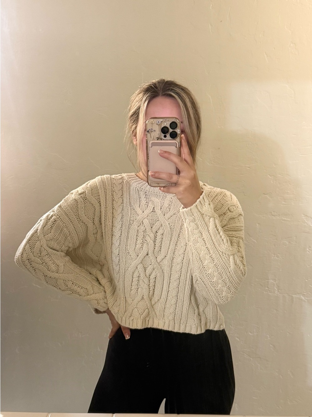 Jessica Simpson chunky cropped sweater in cream size XS